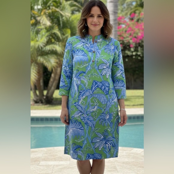 Gretchen Scott Designs Tropical Blue and Green Cover-Up - Picture 1 of 16